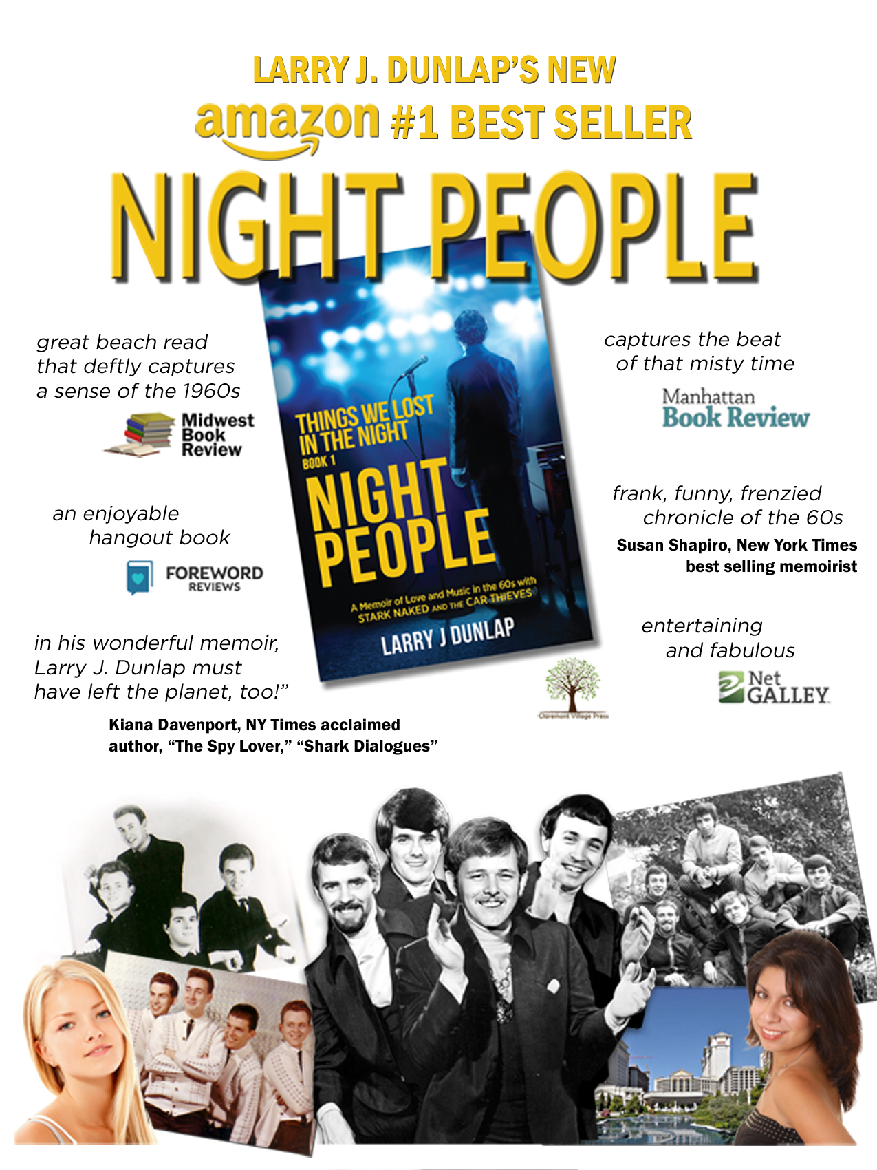 Night People, Book Signing - Book 1 - Things We Lost in the Night, a memoir of love and music in the 60s with Stark Naked and the Car Thieves